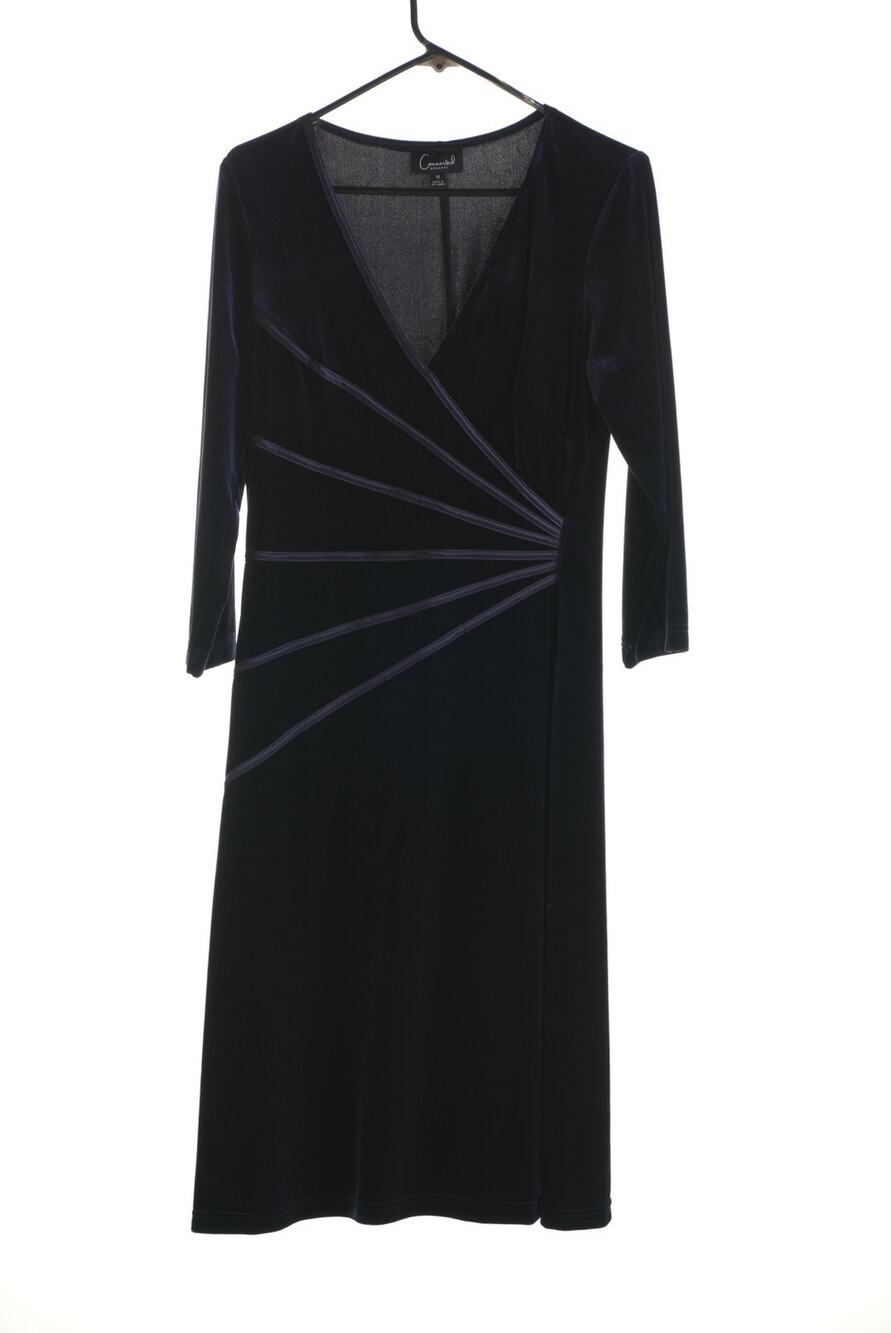 Connected Apparel Blue Wrap Style Dress